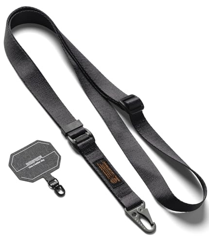Ringke Holder Link Tactical Webbing Lanyard Strap [mit Phone Tether Tab], Verstellbarer Schlanker Schulter-Crossbody-Gurt mit Robustem Karabinerhaken für Universelle Handyhüllen