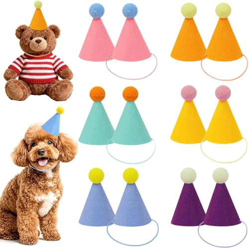 12 Mini Sombreros de Fiesta Gorros de Cumpleaños con Banda Elástica
