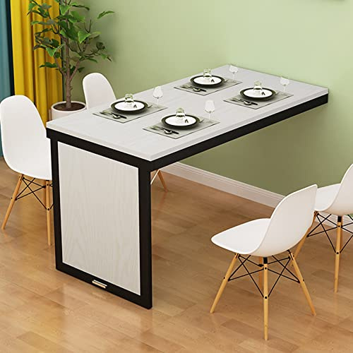 MEVZHH Wandmontierter Klappbarer Esstisch Platzsparender Cabriolet Schreibtisch Für Kleine Räume 90 * 60Cm (35 * 24In) Vielseitiges Bar & Lageregal Modernes Weißes & Schwarzes/Schwarz + Schwarz/100 *