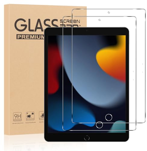 Coiwxmoi Schutzfolie Schutzglas für iPad 9 (2021)/ iPad 8 (2020)/ iPad 7 (2019) [10,2, 9./8. /7. Generation] [2 Stück], 9H Härte Panzer Schutz Glas, HD Klar Displayschutzfolie, Anti-Kratz Folie