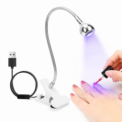 Mini UV Nail Lamp, 360° Rotating Gel Polish Nail Dryer with Strong Clamp | 3W LED Glue Curing Lamp Adjustable Gooseneck One-Button Switch Manicure Tool Nail Dryer for Home Nail Salon Use