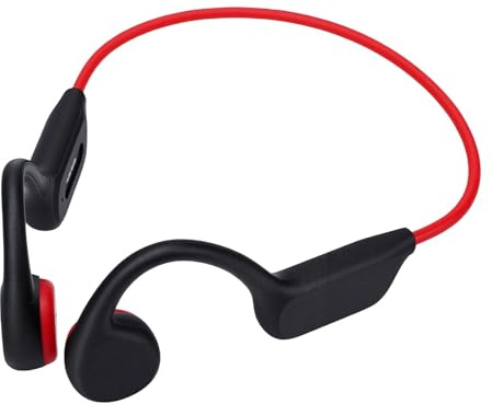 Tonysa Auriculares de Conducción ósea IPX8 Resistente Al Agua Reproductor de MP3 de 32 GB Bluetooth 5.4 Aleación de Ti Ligero 31 G con Modos Duales y 5 Horas de Reproducción para Nadar (Negro Rojo)