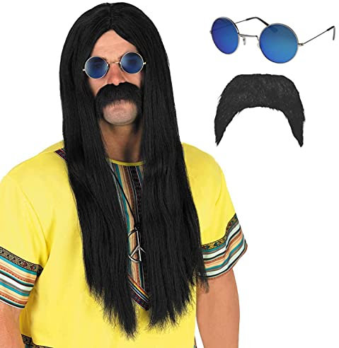 Fun Shack Hippie Perücke Herren, Perücke Hippie Herren, Langhaar Perücke Herren, Perücke Herren Hippie, Hippie Perücke Männer, Hippie Kostüm Herren, Hippie Perücken