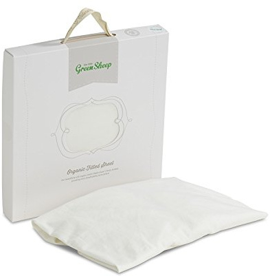 The Little Green Sheep Organic Cotton Cot Fitted Sheet, Soft Jersey Sheet, 60x120cm, White