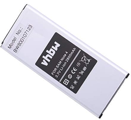 vhbw batteria compatibile con Samsung Galaxy Note 4, SM-N910A, SM-N910C, SM-N910FD, SM-N910FQ smartphone cellulare (2800mAh, 3,85V, Li-Ion)