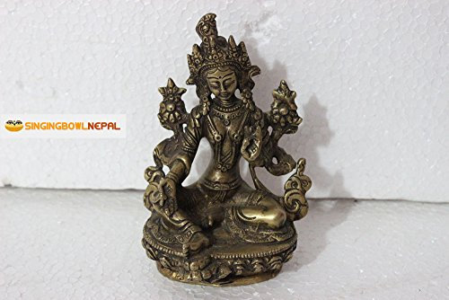 Grüne Tara, Statue, 15,2 cm handgefertigt in Nepal Tibet Buddha Statue