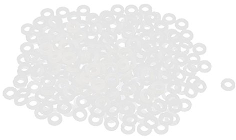 sourcingmap Nylon Flat Washers M2.5 5mm OD 2.5mm ID 1mm Thickness Sealing Gasket for Faucet Pipe Water Hose, White, Pack of 200