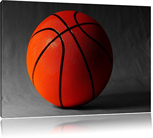 Pixxprint Basketball schwarzer Hintergrund B&W, Größe: 80x60cm, Leinwandbild, fertig gespannt, Wandbild, Dekoration, Kunstdruck, kein Poster