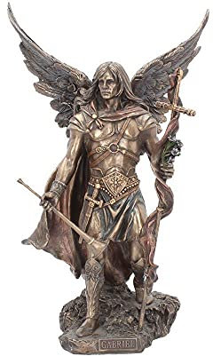 Nemesis Now Figur Gabriel mit Stab, 43 cm, Bronze, 30 cm