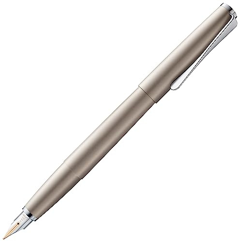 Lamy studio Palladium Füller in Strichbreite B | Lamy Füller in elegantem Gehäuse aus Ganzmetall – 14 kt. Goldfeder, partiell platiniert – inkl. Tintenpatrone T 10 blau