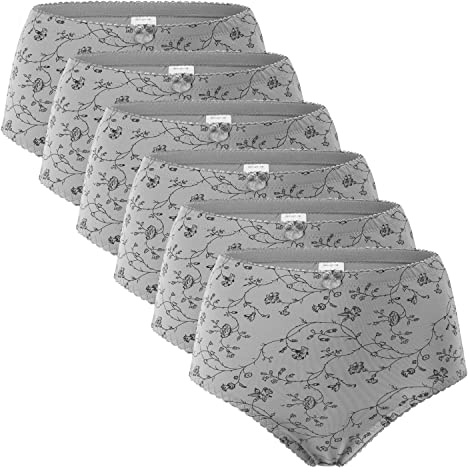 Celodoro Damen Taillenslip (6er Pack) Microfaser-Slip mit Blümchen-Muster