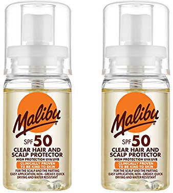 MALIBU CLEAR HAIR & SCALP PROTECTION SPRAYS 50ml HIGH & MEDIUM ALL SPF AVAILABLE (2X)