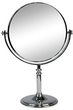 Vetrineinrete® Specchio cosmetico rotondo da trucco con zoom da appoggio per ingrandimento portatile per barba rasatura con base da tavolo ø 15 cm ø 17 cm (Diametro 15 cm) C67