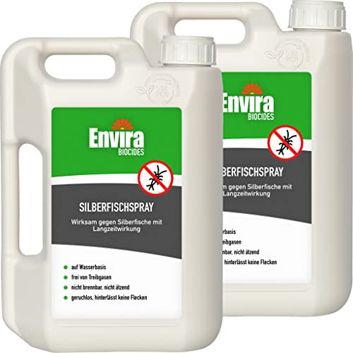 Envira Silberfisch Abwehrspray 2 x 2 Liter - Spray mit Langzeitwirkung gegen Silberfische & Papierfische - Mittel gegen Silberfische in der Wohnung - Effektiv Silberfischchen loswerden