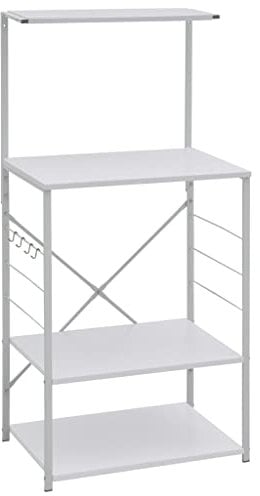 vidaXL Armoire à Micro-Ondes, Support pour Micro-Ondes, Étagère de Cuisine, Meuble de Rangement Salle à Manger Maison Intérieur, Blanc Bois d’Ingénierie