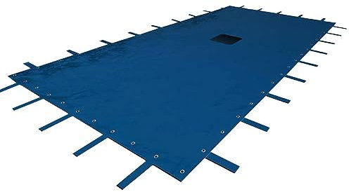 TERRE JARDIN - Rechteckige Abdeckung für Pools - wasserdichte Poolabdeckungen - Abnehmbares Poolzelt - Schutzhülle 140 g/m² mit Zentraler Drainageöffnung - UV-Schutz - Ösen Inklusive