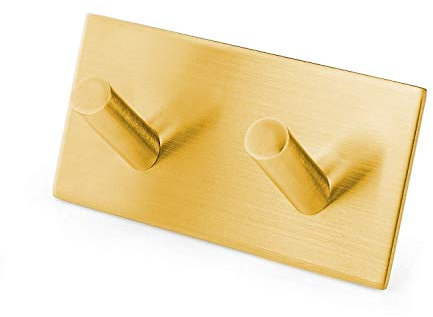 M Milti: Handtuchhaken selbstklebend aus gebürstetem Edelstahl 304 in Gold, Design Handtuchhalter ohne bohren für Ihr Badezimmer oder Küche, Hochwertiger 3M Kleber