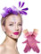 Boao Fascinator mit Schleife, Teeparty-Hut, Federn, Schleier, Netz-Stirnband und kurze Spitzenhandschuhe, florale Spitzenhandschuhe, Violett, Medium