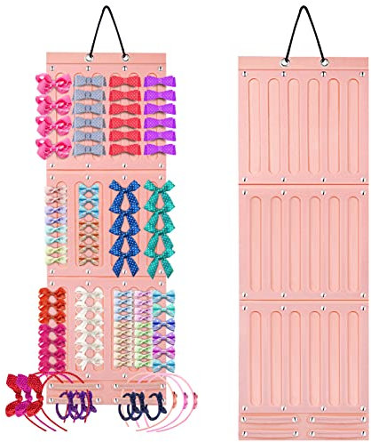 Bestcool Hanging Headband Holder - Baby Girls Hair Accessories Storage Organizer with 21 Detachable Felt Ribbons for Bows, Headbands, Clips, Ties - Door Closet
