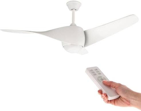 M mimotec - Ventilador de Techo con luz Led Fanton Blanco con luz y Mando a Distancia, Bajo consumo, motor DC, 8 velocidades,Silencioso ,3 Aspas, modo invierno-verano, LM8080