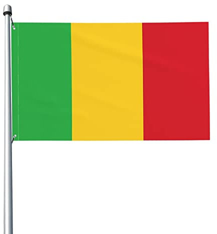 Drapeau 0,9 x 1,5 m Drapeau Mali Décoration intérieure extérieure en polyester avec œillets en métal antirouille Drapeau