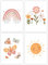 Vegena 4er Set Bilder Kinderzimmer Mädchen - Poster Kinderzimmer Deko - Regenbogen Sonne Wolke Blumen und Schmetterlinge Wandbilder Babyzimmer, Bilder DIN A4 Kinderzimmer Boho Dekoration