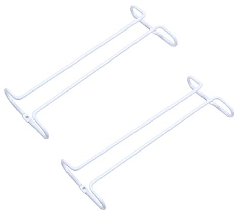 Forlush 2 Piezas Soporte para Copas de Vino de Metal, Soporte para Copas de Vino de Pared, Estante de Copas de Vino Tinto, para Cocina, Bar o Restaurante(Blanco)