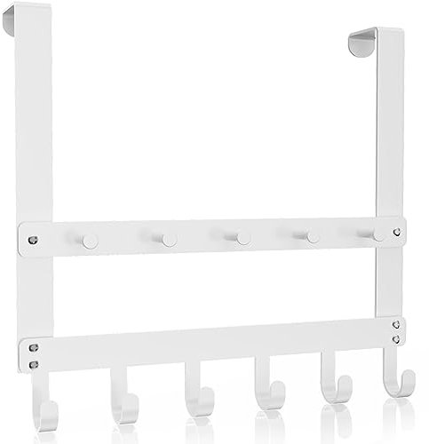 HapiRm Over Door Hook Hanger,Stainless Steel Door Coat Hanger,Over The Door Coat Rack,Door Hooks for Coats, Jackets, Purses, Bags, Robes, Clothes, Towels, Brush Finished - 11 Hooks
