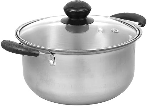 Lurrose 1stück Edelstahltopf Mit Glasdeckel Multifunktionaler Suppentopf Für Küche Für Suppen Und Hot Pot Kompatibel Mit Gas Und Elektroherden Langlebig Und Praktisch