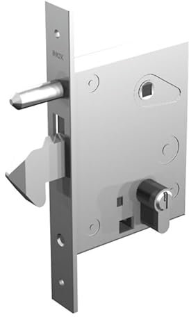Serrure de portail en INOX à encastrer à crochet, axe 60 mm