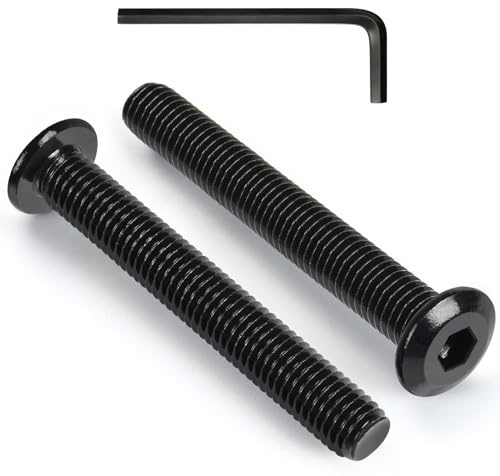 VGBUY 10 viti a testa piatta con cava esagonale, M8, 1,25 x 90 mm, bulloni metrici M8, in acciaio inossidabile 304 18-8, zincate nero, filettatura completa, con chiave esagonale