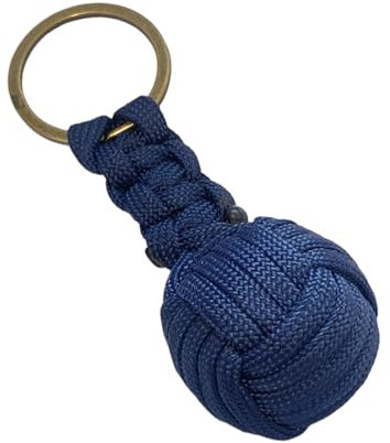 BLUECHOLON Porte-clés boule cordon ou cuir, porte-clés homme femme tressé en forme de boule. Porte-clés voiture moto, Bleu Grand, Taille Unique