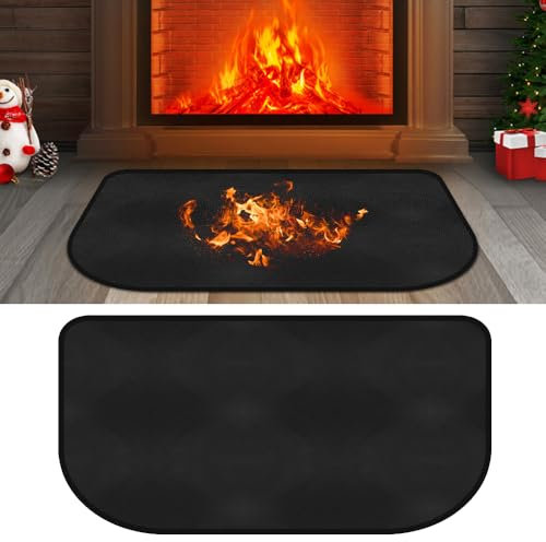 Lotvic Fireproof Indoor Fireplace Mat, 40x20'' Fiberglass Hearth Rugs for Fireplaces, Anti-Slip Flame-Resistant Pad, Ember Protection Mat for Fireplace Stove Indoor Outdoor (Black, 102x50cm)