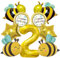 SPERMUOY Bienen deko geburtstag 2 Jahre, 10 Stück Biene geburtstag Party bienen ballons 2 Jahre Biene Folienballons 2 jahre mädchen, Gold Schwarz Nummer 2 Ballon, Kinder Folienballon Geburtstagspart.