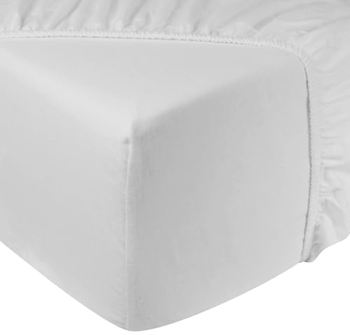 DoubleDry Flanell Spannbettlaken 90x200 cm -100% weiche und atmungsaktive Baumwolle, Öko-Tex-zertifiziertes Bettlaken ohne GVO für Matratzen bis zu 28 cm Höhe | Bettlaken (Weiß)