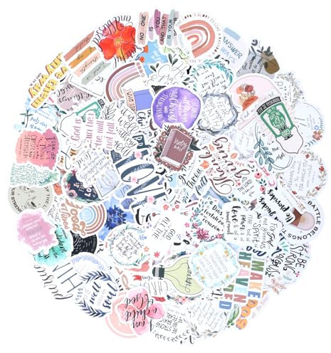 Teaaha 100PCS Bibel Sticker Jesus Sticker Inspirierendes Zitat, Christliche Wasserfeste Aufkleber, Religiöse Affirmationsaufkleber, Holografisch Für Vision Board, Wasserflaschen, Laptops, Tagebücher