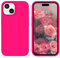 DOMAVER Silicone Liquido Cover iPhone 15, Cover di Protezione Antiurto con Fodera in Microfibra, Opaco Custodia per Telefono per iPhone 15 Anti-ingiallimento, Rosa Fluo
