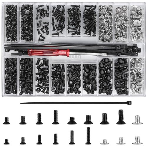 531 Piezas Tornillos para Computadora Portátil, M2 M2.5 M3 Tornillos de Ordenador, Tornillos Phillips de Cabeza Plana, Tornillos de Cabeza Avellanados para PC SSD Placa Base Reparación Electrónica