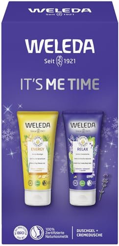 WELEDA Bio Weihnachts-Geschenkset IT'S ME TIME - Naturkosmetik Winter XMAS Geschenk Set bestehend aus Aroma Shower Energy & Aroma Shower Relax Duschgel. Unisex Körperpflege Set zu Weihnachten