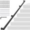 240cm Vierkantrohr-Handlauf, Wandmontage, Treppenhandlauf, Industrielles Treppengeländer für Innen- und Außentreppen, 200 kg Tragkraft, rutschfester Haltegriff für Dachboden-Veranda, 3 Abschnitte