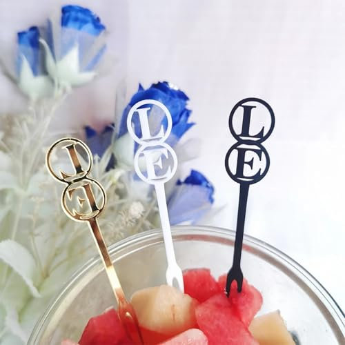 Personalisierte Gabeln für Hochzeitsinitialen, individuell gravierte Gabel, Obstgabeln, Acryl, Spiegel, Namensschild, Cocktail-Gabeln, Probieren, Vorspeisen, Mini-Kuchengabeln, tragbar, Salat,