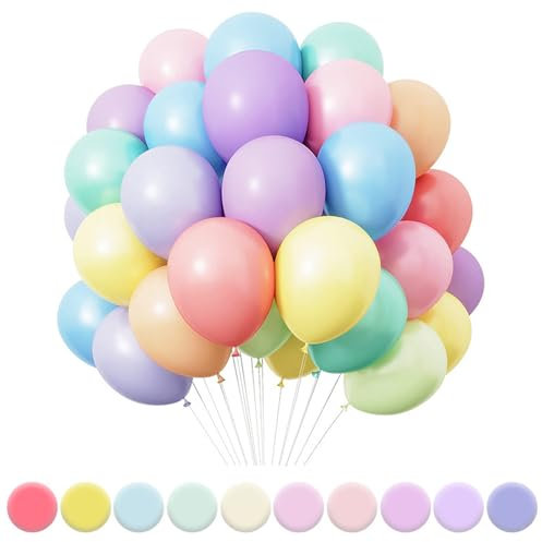 KOBOKO Luftballon Girlande, 100 Stk Pastell Ballon Girlande Geburtstag Mädchen, Bunt Helium Ballons Party Deko, Luftballons Pastellfarben Hochzeitsdeko, Latex Ballons für Baby Shower Verlobung Deko