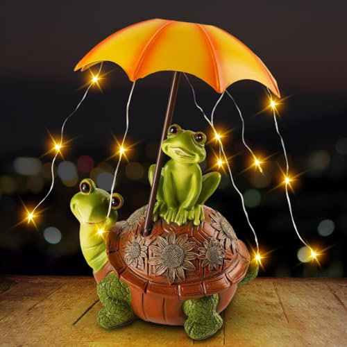 EUBSWA Tortue Solaire Décoration de Jardin, Solaire Tortue Statue de Jardin Étanche en résine pour Terrasse, Pelouse, Maison, Cour