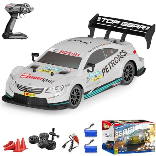 RC Drift Auto 1/16 Ferngesteuertes Auto 4WD 30+KM/H Hohe Geschwindigkeit Fahrzeug mit LED Lichtern, Extra Drifting Tires Rennfahrzeug Spielzeug Geburtstagsgeschenke für Erwachsene Jungen, Schwarz