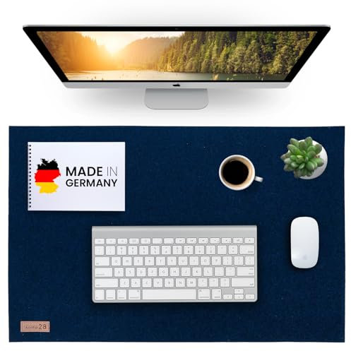 kontor28 - Schreibtischunterlage, Tischauflage Mauspad 59x42 cm upcycling-PET Filz: waschbar, wasserdichte Tischunterlage, Laptopunterlage für Büro/Homeoffice. Made in Germany, Farbe Ozean