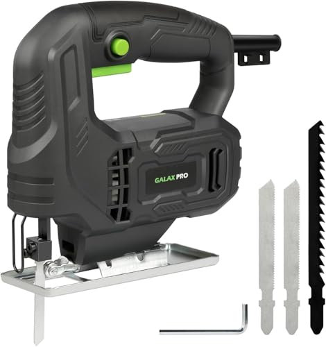 GALAX PRO Seghetto Alternativo,400 W 3000RPM seghetto elettrico per legno,Angolo di Inclinazione Regolabile da ±45 °,2 lama per sega adatto a Metallo e Legno