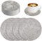 Untersetzer Gläser 12er Set, Floral Untersetzer 10cm Glasuntersetzer Leder Kunstleder Tischuntersetzer Wasserfeste rutschfeste Waschbar Lederoptik Untersetzer (Grau)