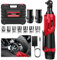 Electric Ratchet Wrench, 300 RPM 12V Cordless Battery Powered Ratchet Wrench Set with LED Light, Including 2 Batteries, 7 Sockets and 60-Min Fast Charge