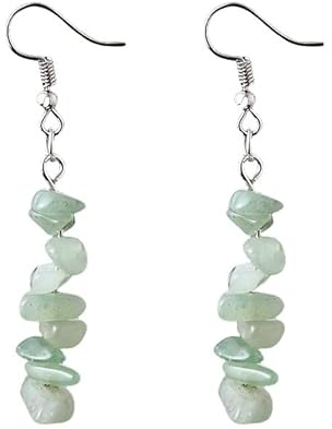 REBNGXIE Boucles D Oreilles Femme Boucles D'Oreilles Pendantes De Forme Irrégulière En Pierre D'Aventurine Verte Naturelle Boucles D'Oreilles Pendantes pour Fête Crochet D'Oreille Ornements De Bo