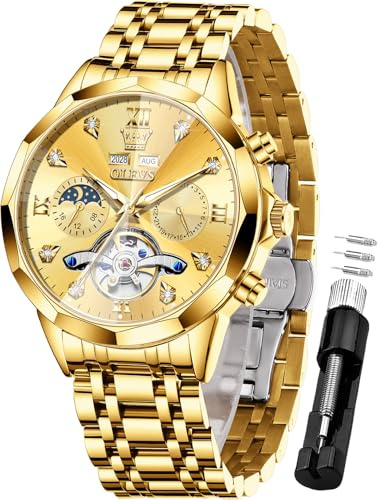 OLEVS Damen Luxus Gold Silber Edelstahl Quarz Uhr Wasserdicht Datum | Reloj Para Mujer Mechanische Damen-Armbanduhr, Datum, wasserdicht, originelles Geschenk